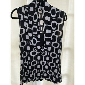 Cocomo Women's Sleeveless Blouse Geometric Black & White Patterns Size L